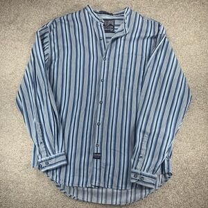 VTG 90's Coliseum‎ Men's XL Blue Shirt Casual Beachy Cotton Striped Long Sleeve